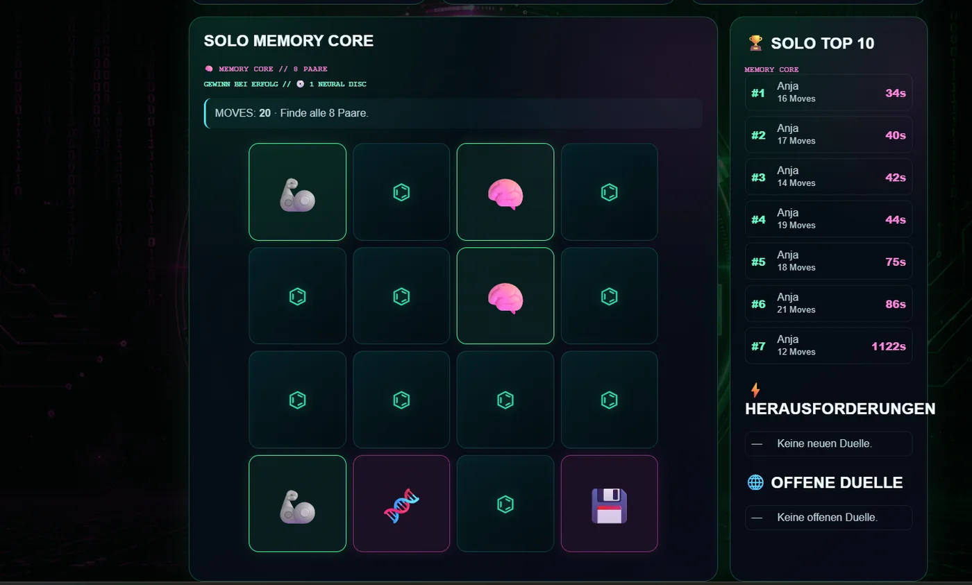 Memory Core Game